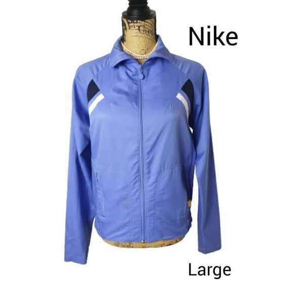 Nike Women's Jacket L Blue Lightweight Windbreaker Colorblock Large NWOT - Picture 1 of 11